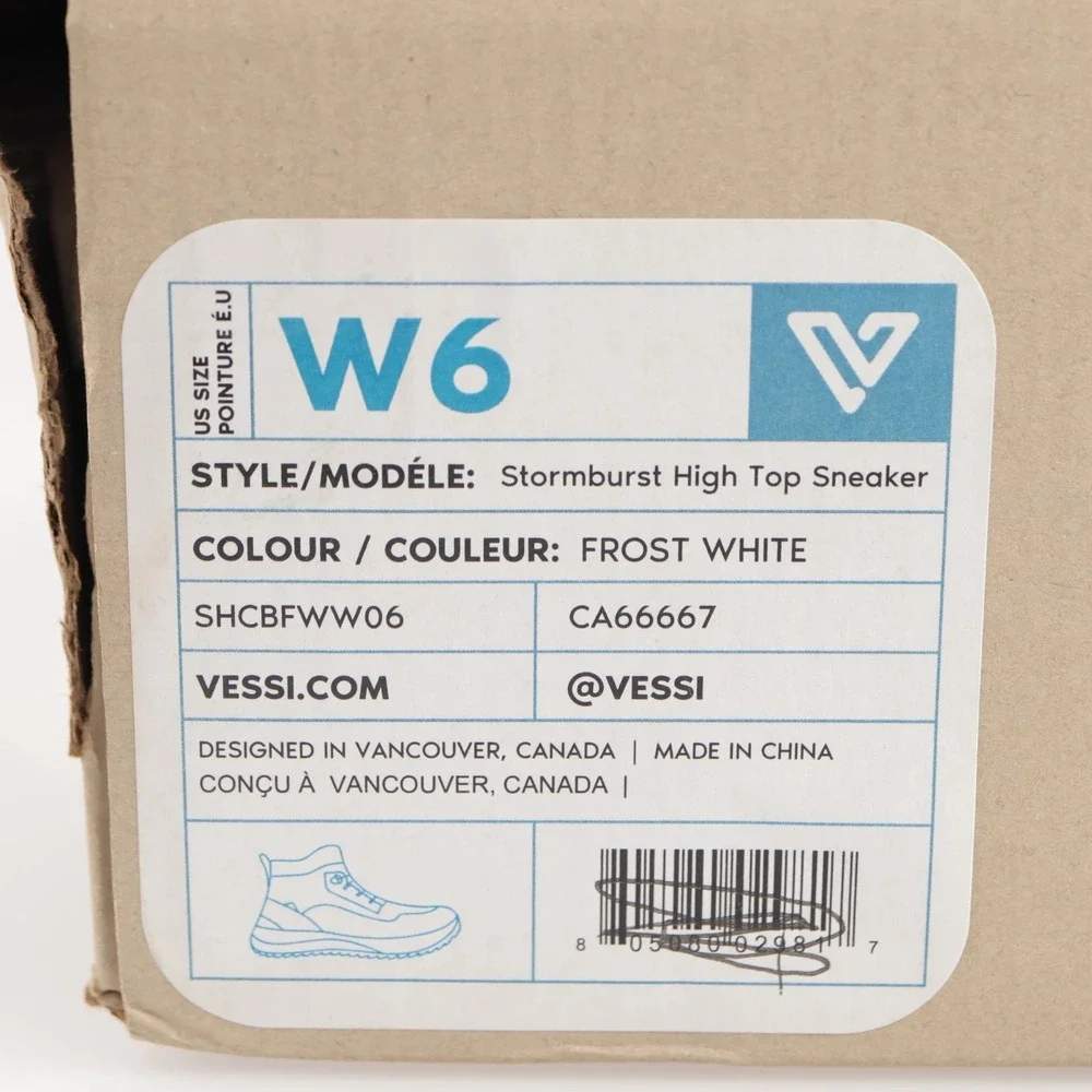 Vessi Womens Stormburst High Top Sneakers Size 6 Waterproof White Lace Up Shoes
